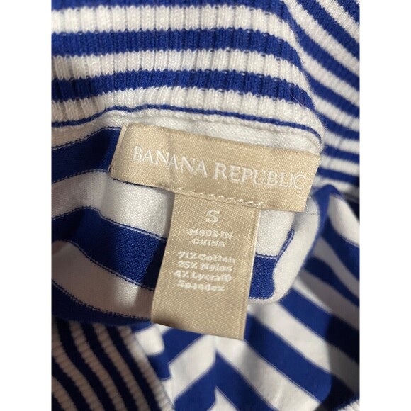 Banana Republic Women’s Cotton V-Neck Sweater size S Nautical Stripe Old Money - Picture 6 of 7